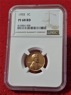 1955 LINCOLN WHEAT BACK PENNY    NGC PF 68 RD                           #T6120 - Image 1 of 2