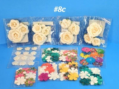 BNIP RETIRED ASSORTED BEAUTIFUL 12CT. FLOWERS LOT SCRAPBOOK EMBELLISHMENTS #8c - Image 1 of 4