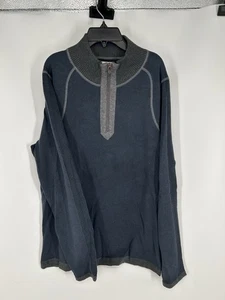 Carbon 2 Cobalt Quarter 1/4 Zip Pullover Sweater Navy Blau Strick Baumwolle Herren Med - Bild 1 von 4