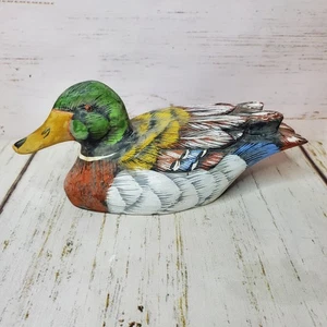 Bemalte geschnitzte Holzfigur Stockente Köder klein 7 Zoll Philippinen Vintage - Bild 1 von 11
