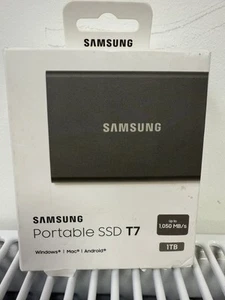 Samsung Portable SSD T7 1TB USB Type-C Grey Boxed PC MAC ANDROID 1050 mb/s New - Afbeelding 1 van 5