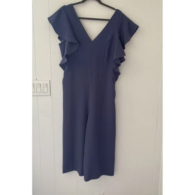 NUEVO BCBGeneration Pantalón Azul Ahumado Pierna Ancha con Mangas de Gorra con Volantes Talla 12 Foto 1 de 4