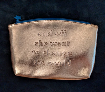 IPSY Glam March '19 "and off she went to change the world" Rose Gold Makeup Bag - Image 1 of 3