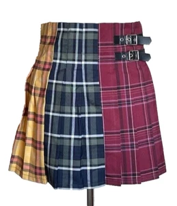 No Boundaries Plaid Faux Kilt Mini Skirt with buckles sz M (7-9) - Picture 1 of 4