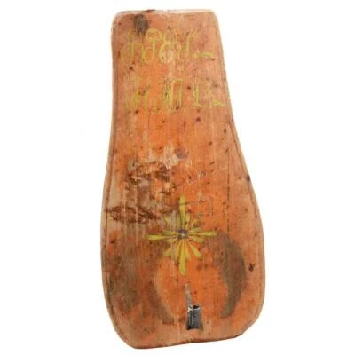 Antique Swedish Folk Art Painted Pine & Iron 1-Arm Candle Sconce 19th century - Image 1 of 3