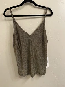 NWT Anthropologie Bishop + Young Size Medium Gold Metallic Marisa Cami Tank Top - Picture 1 of 13