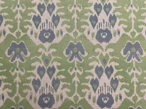 Habana Ikat Linen Green Blue  280cm Double Width Curtain Blind Upholstery Fabric - Picture 1 of 6