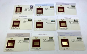 Baseball Playing Fields Lot of 9 First Day Issue Stamps 22k Gold Replica DS32 - Picture 1 of 4