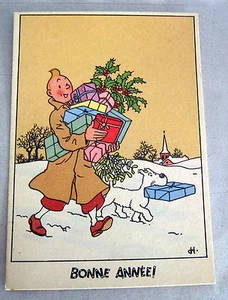 TINTIN MILOU CARTE DE VOEUX NEIGE  NO 23A TRES BON ETAT - Foto 1 di 1