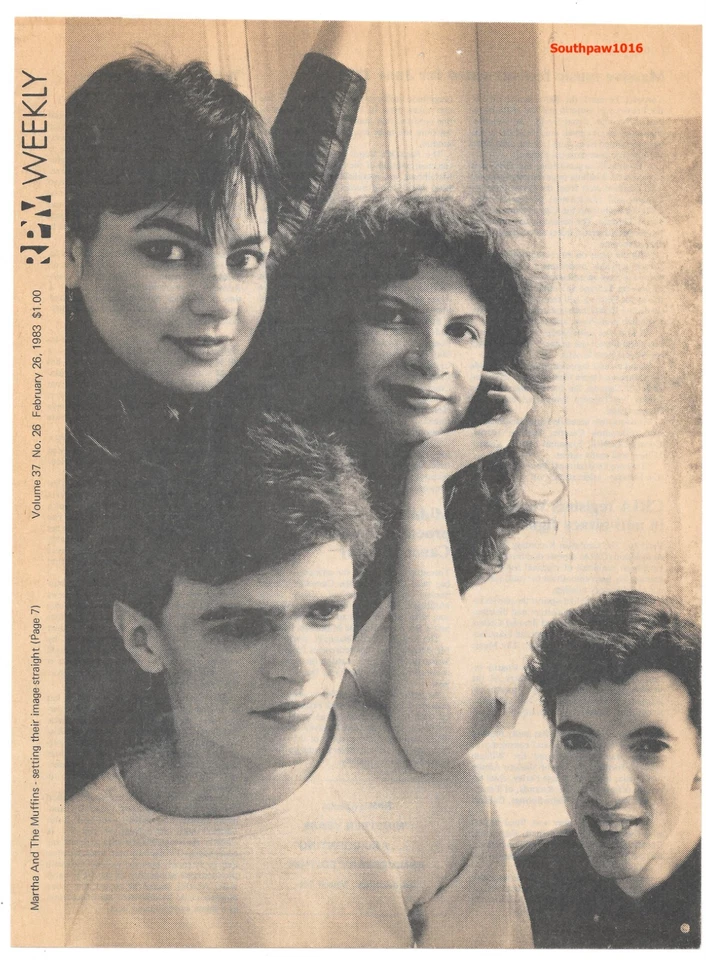 1983 Martha & The Muffins Original RPM WEEKLY Music Industry Magazine Cover Only - Image 1 of 1