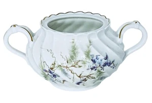 Haviland Limoges France ORSAY White Blue Flowers Green Fern Sugar Bowl - Picture 1 of 11