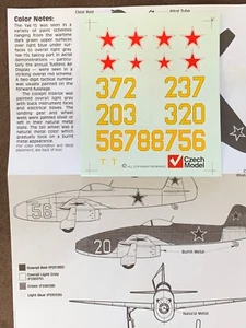 1/48 Czech Model YAKOVLEV Yak-15: Soviet VVS Yellow & White Codes Decals OOP - Picture 1 of 1
