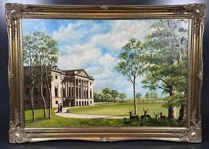 Pintura al óleo firmada de Thorndon Hall en Essex de 1779 Boah - Imagen 1 de 12
