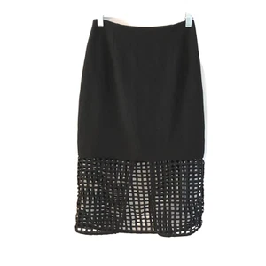 Finders Keepers Women Black Midi Skirt size XS Cage Hem Slit Front - Picture 1 of 7