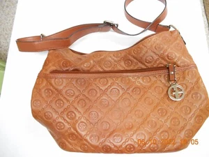 NEW - Womens leather purse, hobo style, Brown Leather, embossed - NEW - Bild 1 von 3