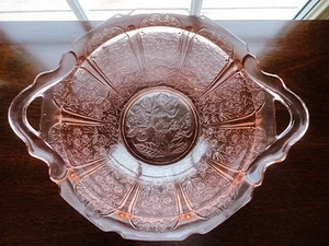 Jeanette Rosa Flor de Cerezo Cuenco Manejado Vidrio Depresión 11"w De Colección COMO ESTÁ - Imagen 1 de 7