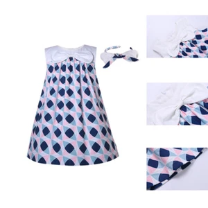Summer Girls Dresses Size 2 3 4 5 6 8 10 12 Casual Dress + Headband Sleeveless - Picture 1 of 12