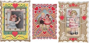 3 Vintage Whitney Kinder Valentinskarten mit gestanzten Kanten ~ Einzelfalz - Bild 1 von 10