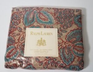 VTG Ralph Lauren BATEAUX BATIK Tan TWIN Flat Sheet Floral Cotton NEW