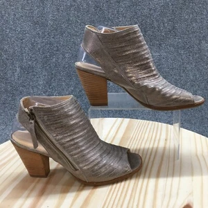 Paul Green Boots Womens UK7 Casual Zip Peep Toe Slingback Bootie Gray Heels - Picture 1 of 19