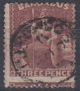 BARBADOS 1873 QV BRITTANIA 3d. BROWN/PURPLE USED (ID:741/D51484) - Picture 1 of 1