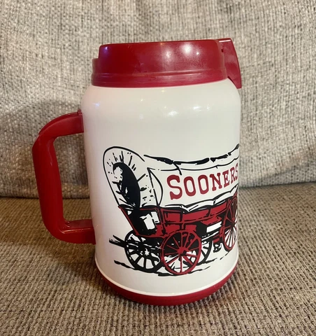 Vintage Oklahoma Sooners 64OZ MUG Super Foam Insulated Whirley! Cover