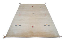 High Pile Area Rug Hand Knotted Tan Background Gabbeh Carpet Rug 5'8'' x 8'6"