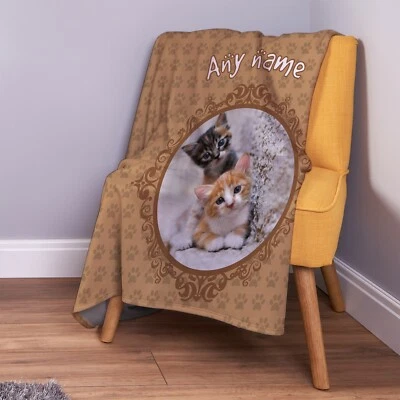 Personalised Cat Design Soft Pet Fleece Throw Blanket - Image 1 of 4