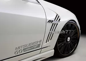 2 - MITSUBISHI RACING SPORT Motorsport Vinilo Calcomanía emblema logotipo PLATA - Imagen 1 de 1