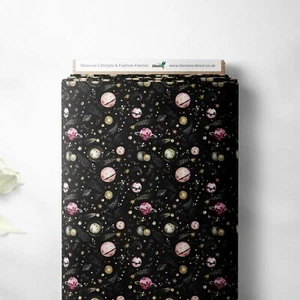 100% Cotton Galaxy Space Stars Print Novelty Children Craft Dress Fabric | FQ - Picture 1 of 4
