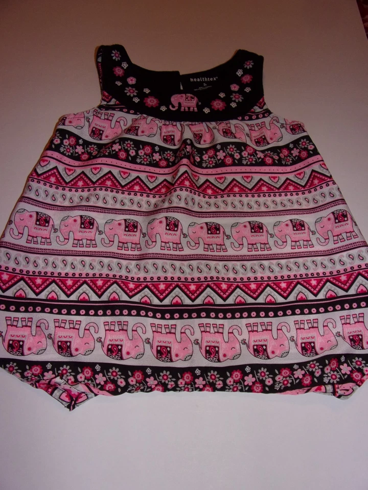 Healthtex: Girls/Toddlers 3T Sleeveless Dress/ Pink Elephants  - Image 1 of 4