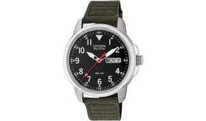 Citizen Men's Eco-Drive Analogue Green Canvas Strap Watch - Picture 1 of 10