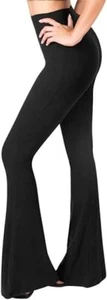 Pantalones para mujer SATINA Palazzo - pantalones suaves mantecosos cintura alta con llamaradas - TALLA-M - Imagen 1 de 6