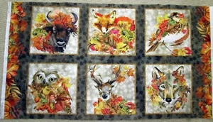 1 Sweet "Our Autumn Friends" Cotton Quilting Crafting Sewing Fabric Panel  - Picture 1 of 3