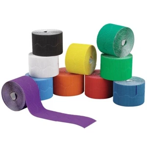 Pacon Bordette Scalloped Decorative Border, 2-1/4 in X 50 ft, Assorted Colors - Picture 1 of 20