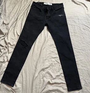 Off White incompiuto Virgil Abloh denim jeans T women's waste 30/30 pre owned - Picture 1 of 13
