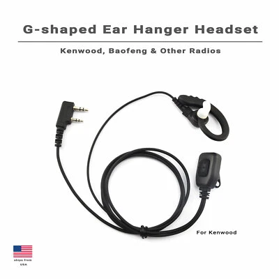 G-Hook Earpiece w/ Soft Ear Tip for Kenwood Baofeng Retevis Radios H-777 TK-340 - Image 1 of 4