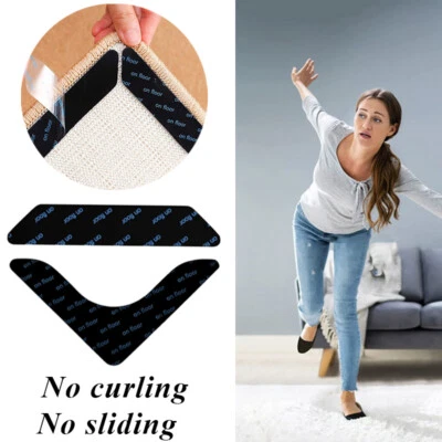 Rug Grippers Sticker Corners Pad Fixed Mat Anti Slip Reusable Mat Tape Rug Flo↔ - Image 1 of 4