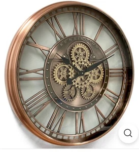 Kensington Industrial Copper Wash Iron Moving Gears Wall Clock, 21” - Picture 1 of 4