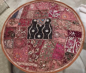 round table topper Indian bejeweled embroidery boho decor handmade art - Picture 1 of 3