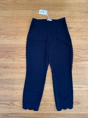 NWT TED BAKER Joggers  Womens 2 navy light weight Trouser pants Scallop Hem - Image 1 of 4