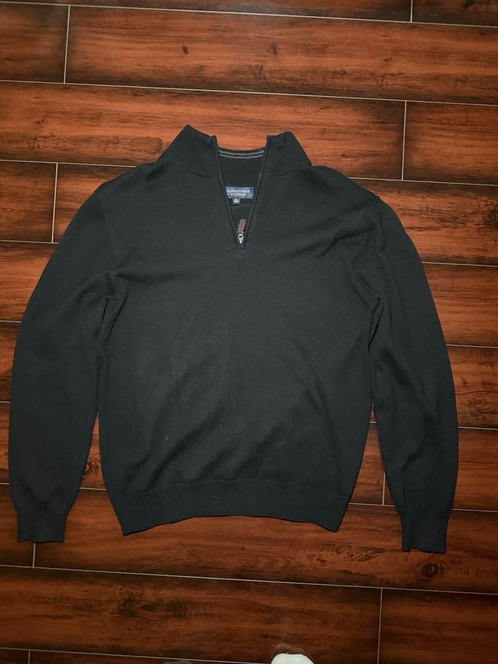 Suéter Negro Redondo Árbol y Yorke Cuarto Cremallera #Preppy Foto 1 de 3