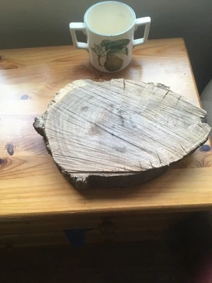 Coffre à biscuits section bûche bois chêne - sculpture menuiserie x 1 - Photo 1/2