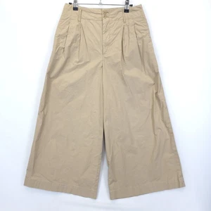 Uniqlo Wide Leg Cropped Pants Damen 4 Beige High Rise Baumwollmischung Culottes - Bild 1 von 11