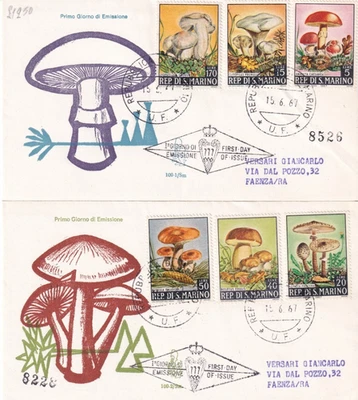 SAN MARINO 1967 - FUNGHI 02 BUSTE FDC FIRST/DAY PRIMO GIORNO COVER VENEZIA Foto 1 de 2