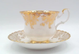 Vintage Royal Albert Bone China Cup & Saucer Gold Lace Pattern Made in England - Picture 1 of 16