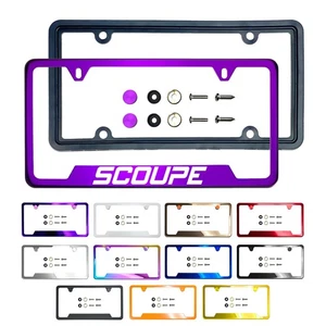 New Laser Etched Customize Stainless Steel License Plate Frame Metal Caps-Scoupe - Picture 1 of 115