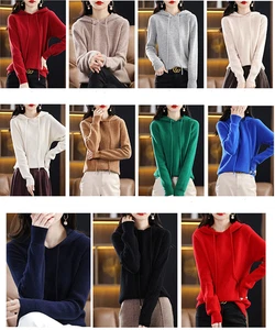 Women's Warm Sweater Knitted Cashmere Blend Wool Hoodie Tops Jumpers Pullover - Imagen 1 de 32