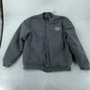 Diamond Supply Co. Bomber Jacket Mens Large Gray Varsity Snap Front Diamond Logo - Picture 1 of 9