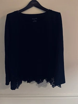 Talbots Plus Feminino Tamanho 2X Manga Longa Bainha de Renda Manga Longa Mistura de Algodão - Imagem 1 de 4